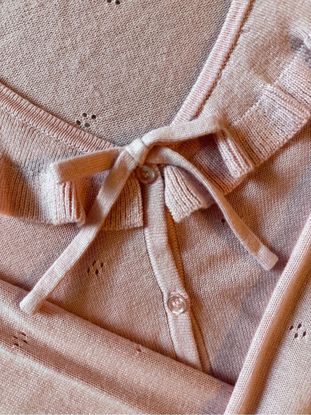 Pink Ruffle Tie Cardigan - Picture 2 of 4